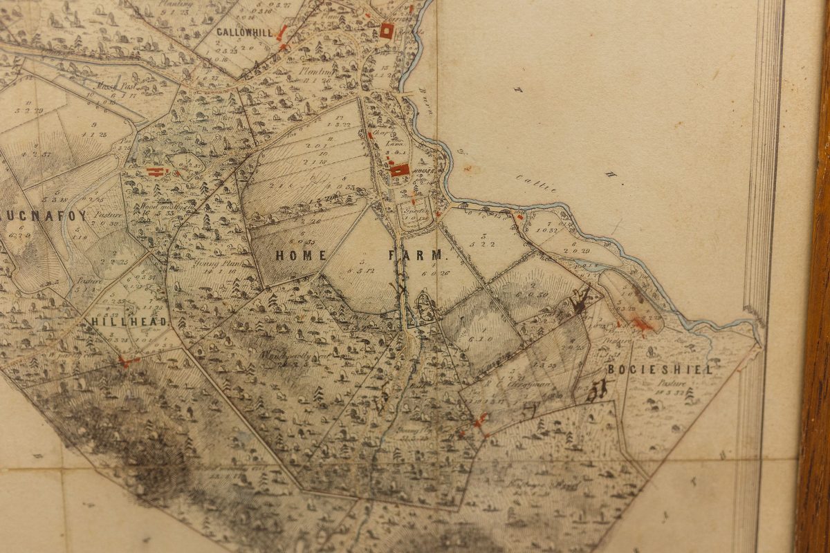Framed archive map of Home Farm, Ballogie
