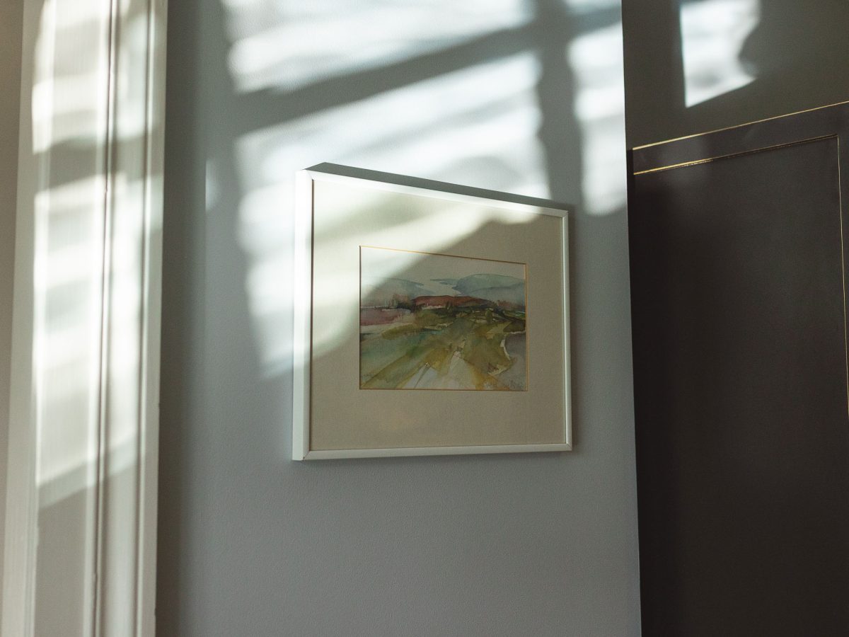 Bird and Blossom Room at Ballogie House watercolour artwork